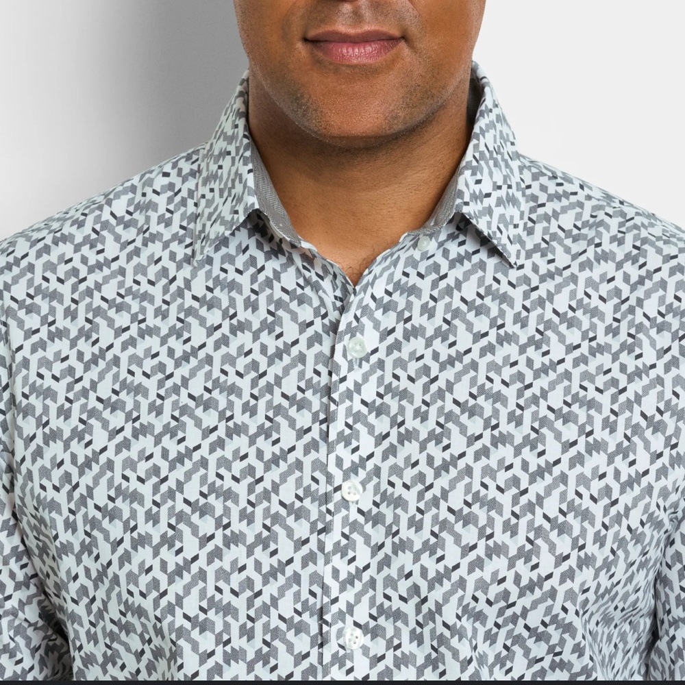 Van Heusen Men's Gray Geometric Button‎ Down Shirt